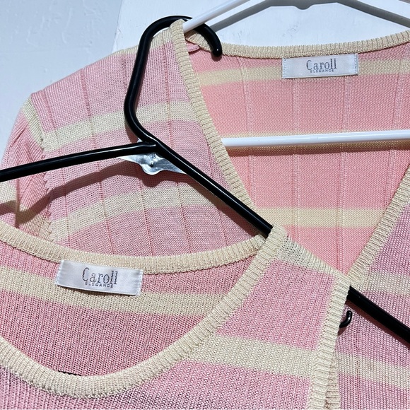 Caroll Elegance pink pastel cardigan sweater knit set size small : Box 006: - Picture 2 of 11